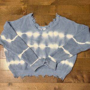 Jessica Simpson Blue and White V-Neck Sweater